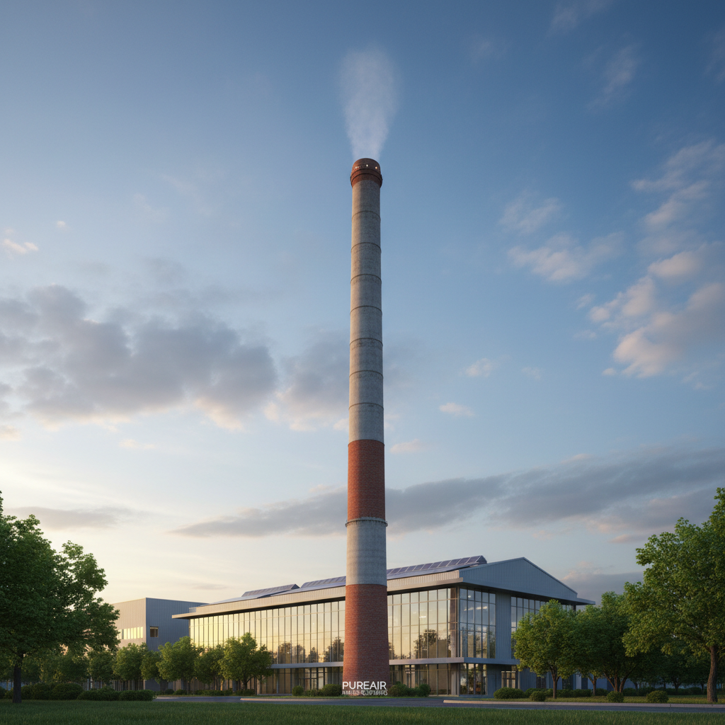 A clean burning factory chimney with minimal emissions